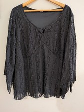 Top long sleeve black lace boho womens size 24 light weight oversized event
