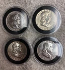 $2 FV (4) Assorted Silver Half Dollars Commerative & Franklin proofs in capsules