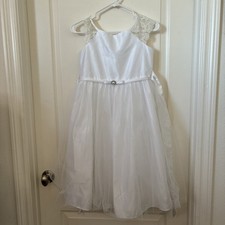 Sweet Kids White Satin w/ Tulle Flower Girl Dress Size 12