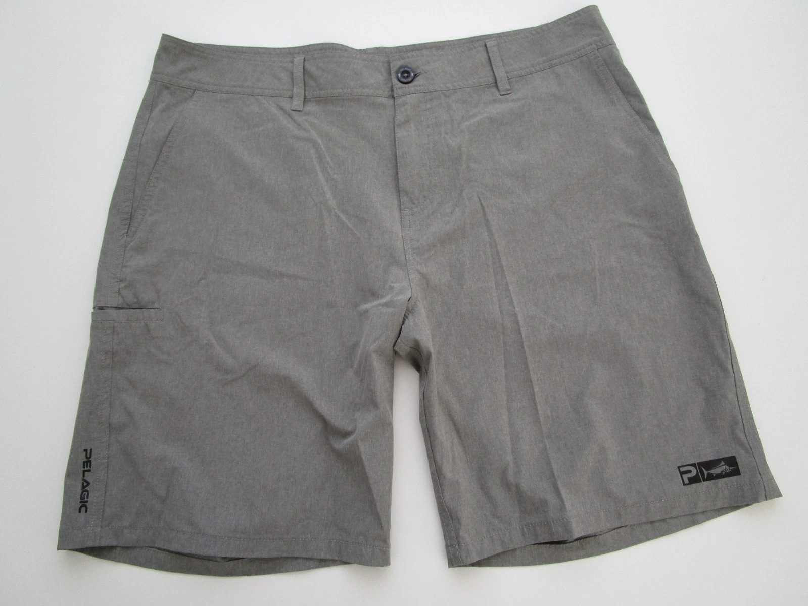 Mens 40 Pelagic Deep Sea Shorts fishing heather gray 10"