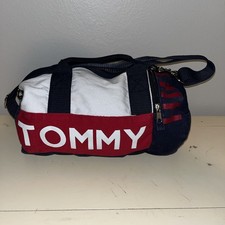 Vintage Tommy Hilfiger Small Duffle Shoulder Bag Travel Gym Spellout GUC