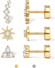 Flat Back Stud Earrings For Women And Men Hypoallergenic 14k Gold Plated Gold 3