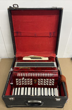 Vintage Parrot Red Accordion With Case Works 