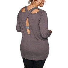 Athleta Coaster Go-To GRAY Sweatshirt SIZE MEDIUM LONG SLEEVE MODAL SPANDEX EUC