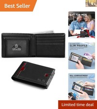 Mens Leather Wallet - Minimalist Slim RFID-Bl...