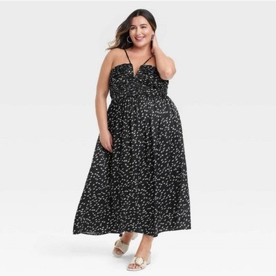 Women's Maxi Sundress - A New Day  Black White Floral XL