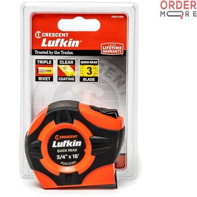 Tape Measure Alloy Steel Blade 3/4 x 16 ft Hi-Vis Orange Quickread