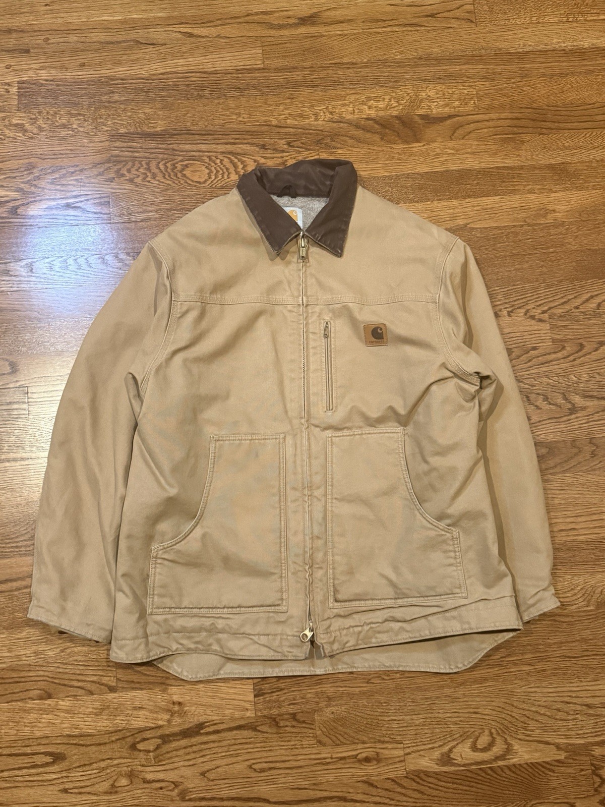 Carhartt Duck Canvas Work Jacket Blanket Lined Corduroy Collar XL Detroit Style