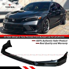 For 22-24 Honda Civic Yofer V3 Meteorite Gray Metallic Front Bumper Lip Splitter