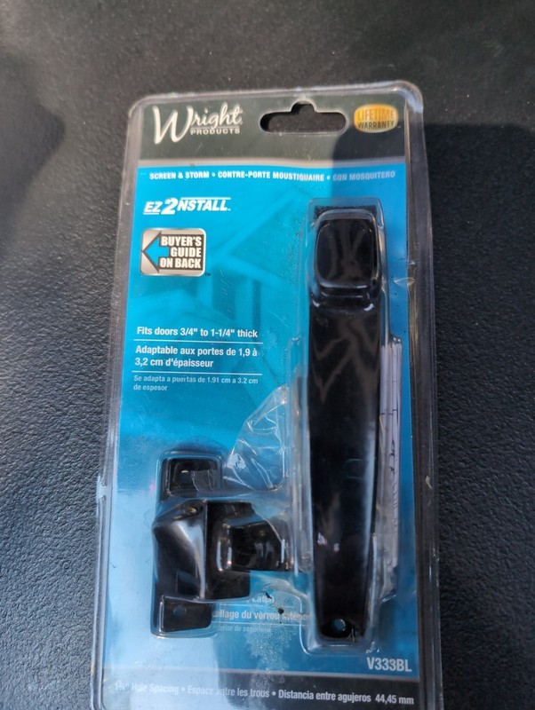 Wright Screen Storm Door Handle Push Button Black Locking Lock Inside Latch