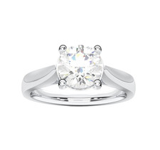 14K White Gold Lab Grown Diamond Engagement Solitaire Ring Round Cut 1.50 Carat