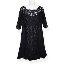 Eliza J Women's Black Lace Fit and Flare Short Dress Size 12 Party Wedding