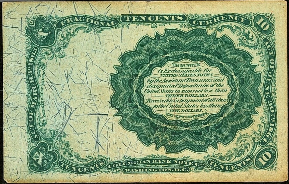 US 10¢ Ten Cents Fr. 1266 Fifth Issue Short Thick Key  PMG AU53 - Image 4 of 4