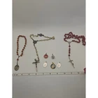 Italy Multi-Color Religious Charm and Rosary Lot - Red, Cream, Brown