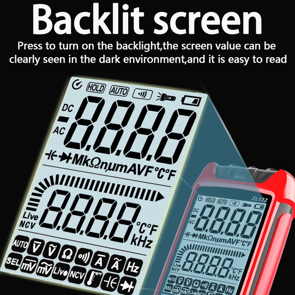 Digital Multimeter LCD Backlight Display Handheld Multimeter Professional True