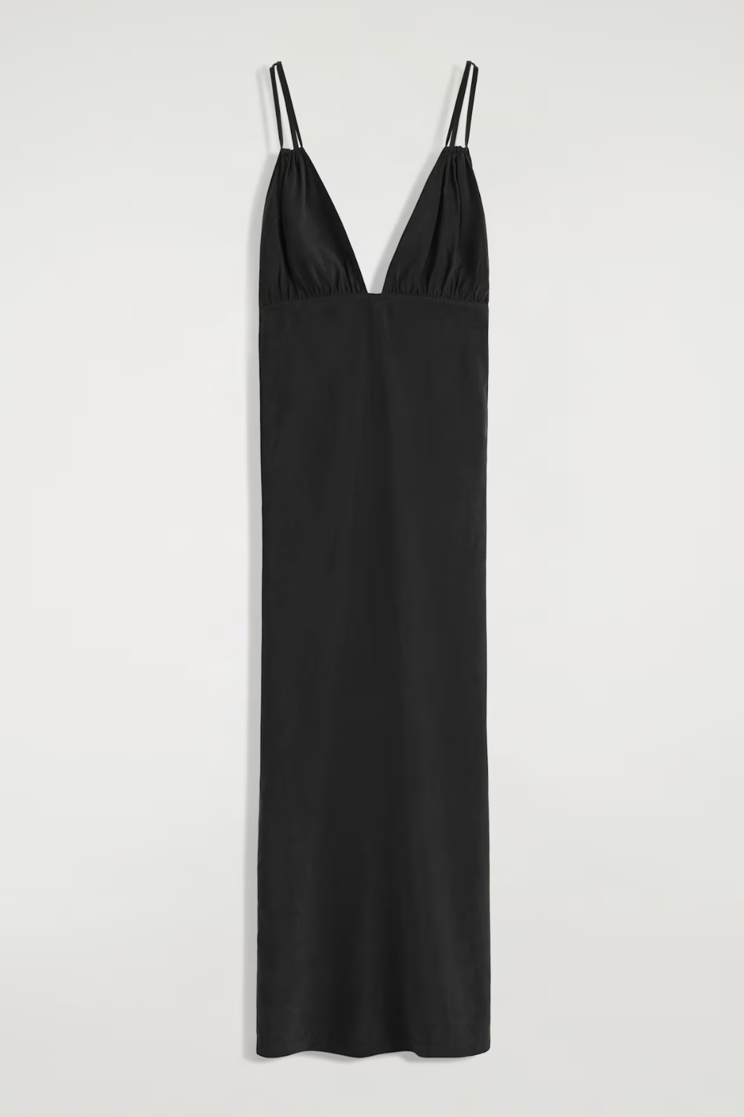 COS Black Gathered V-Neck Maxi Dress NWT Size S.