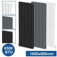Image of Horizontal Vertical Designer Radiator Oval Column Flat Panel Heating Rad Valves