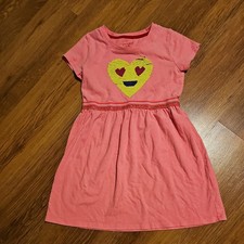 CAT  JACK Girls Pink Emoji Heart Eyes Casual Dress XL