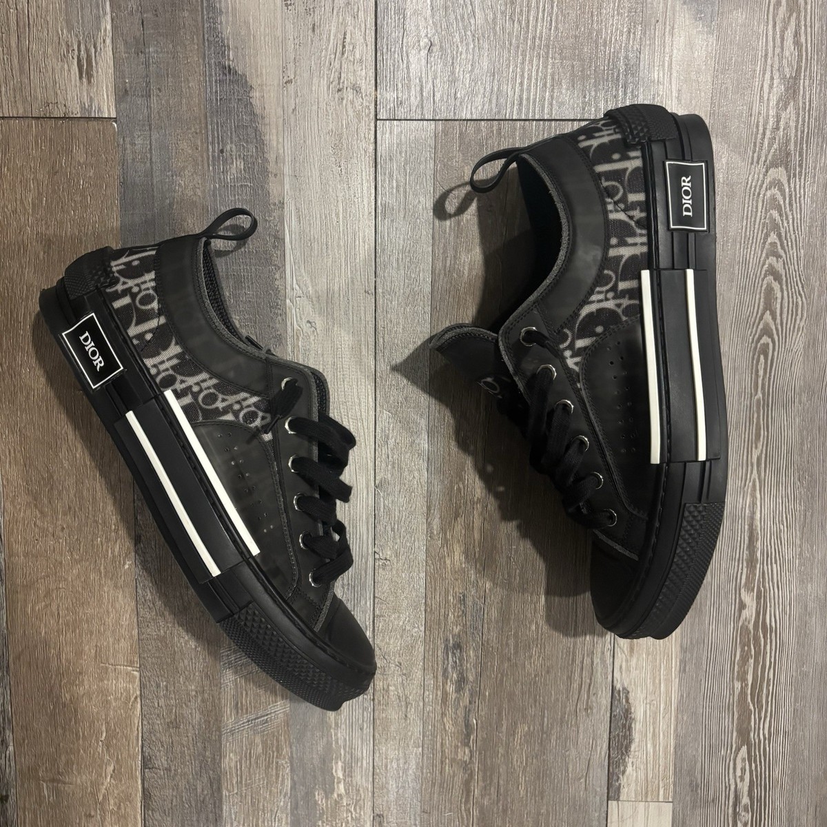 Dior B23 Low-Top Sneakers Black Oblique – Size US – Used, Good