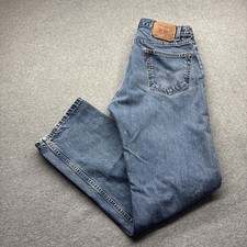 Levis 505 Jeans Mens 36x32 Regular Straight Fit Cotton Medium Wash Denim Red Tab