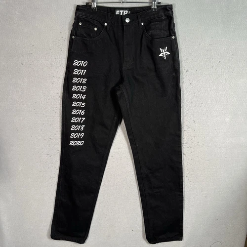 FTP 10 Year Anniversary Jeans Adult 30 Black Dark Wash Straight Leg Mens