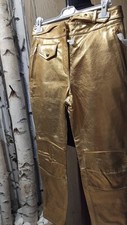 H M WOMENS PANTS GOLD LEATHER SIZE 38