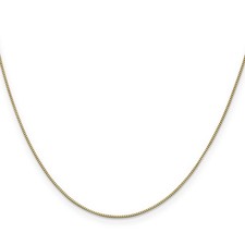 14K Yellow Gold Box Chain Necklace, 0.7 mm