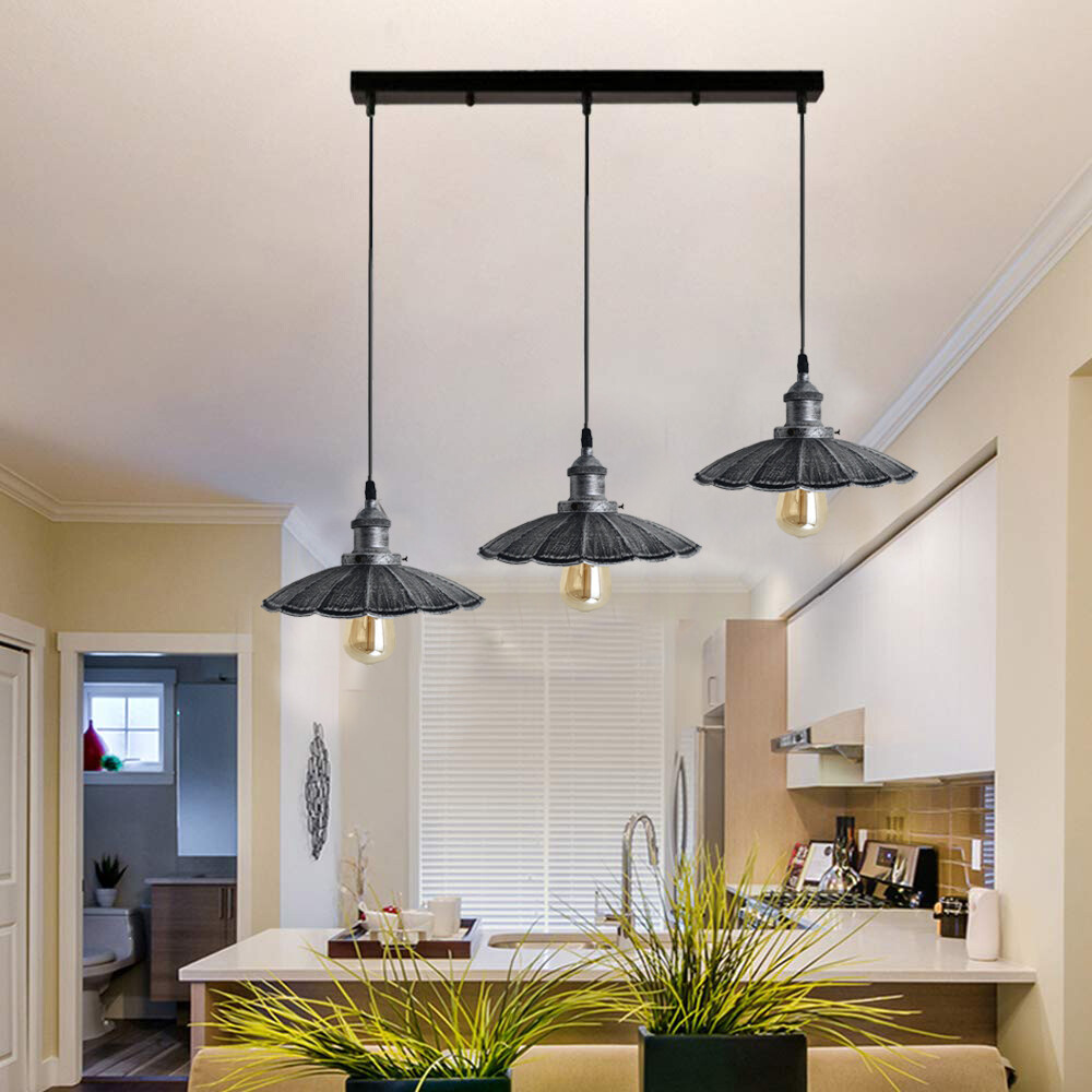 Vintage Industrial 3-Lamp Cluster Pendant Light for Kitchen Ceiling