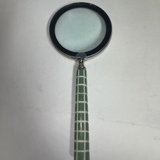 Silver Rim magnifying glass With Green Checkered Handle