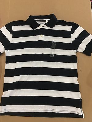 New Gap Kids Boys Size XL 12 shirt  Polo Shirt Blue white striped