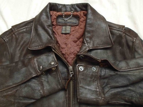 Vintage 90s Banana Republic Leather Small Motorcycle Riders Bomber Jacket Brown - Picture 7 of 10