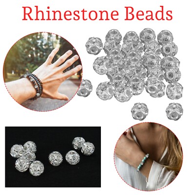 6/10 mm Strass Rund Perlen Diamant Silber Kugel für Schmuck Ohrring Herstellung