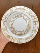 Morimura Gumi Pedestal Bowl Plate Nippon Hand Painted Rose Gold Mint  1891-1911