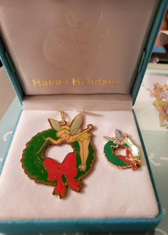 Disney Catalog 33663 Tink Holiday Cloisonne Pin & Ornament LE 1500 Set NIB - Image 2 of 4