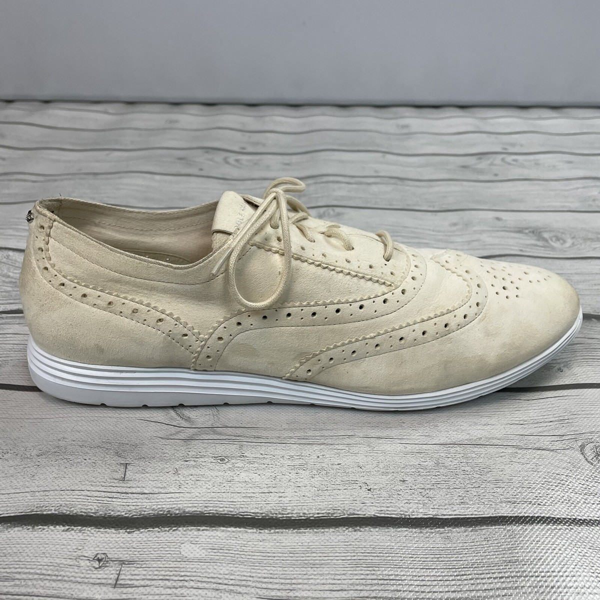 NIB! COLE HAAN! OG PLATFORM WINGTIPS,  CREAM GENUINE LEATHER, RED SOLE! 11B Women main image 2