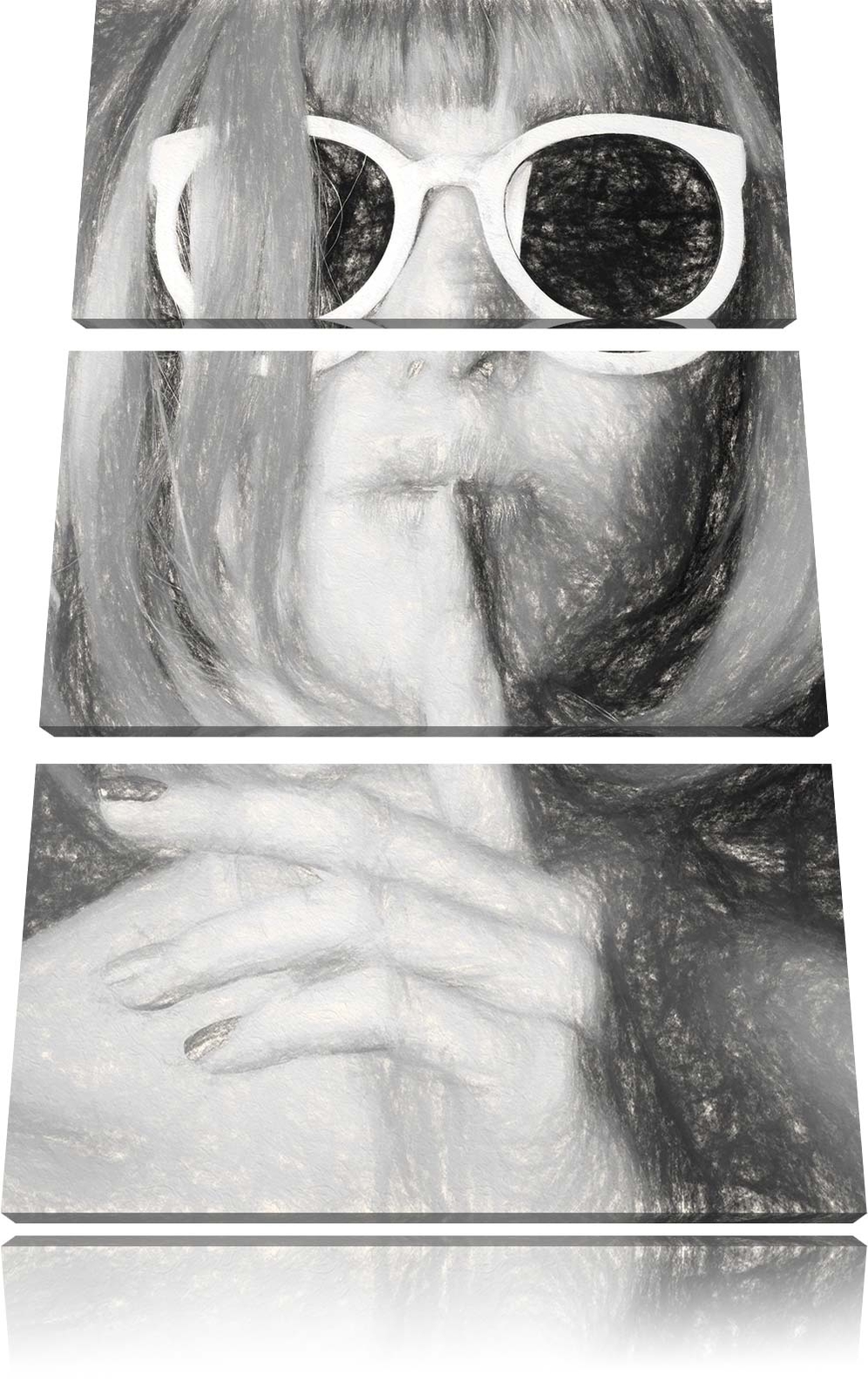 Atractivo Mujer Con Multicolor Pelos 3-Teiler Lienzo Decoración Pared Artística