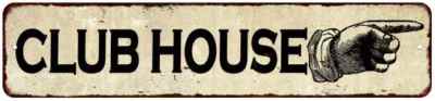 Club House Right Hand Pointer Distressed Metal Sign Chic Décor 4x18 104180005022