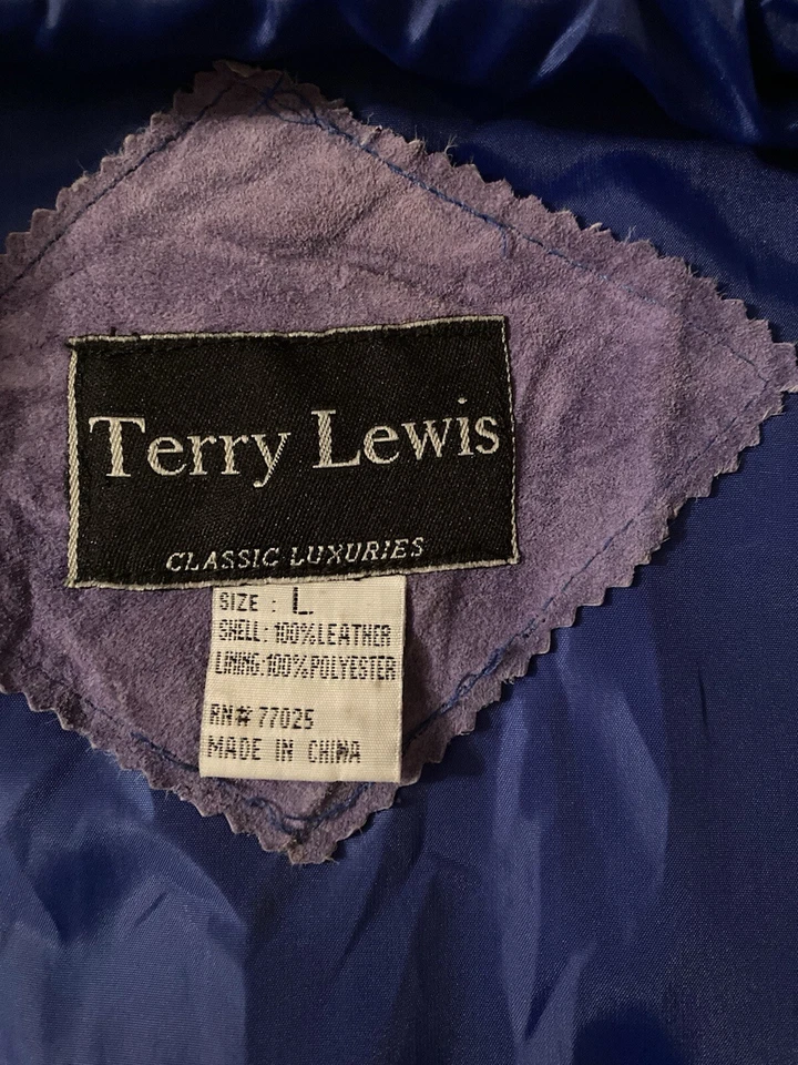 Chaqueta cuadrada de gamuza púrpura vintage Terry Lewis talla grande Foto 4 de 4