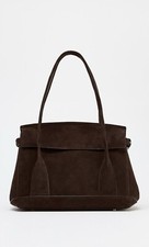 BORSA DA CITTÀ ZARA IN PELLE SCAMOSCIATA MARRONE NUOVA FW25/26 REF. 6069/510/700