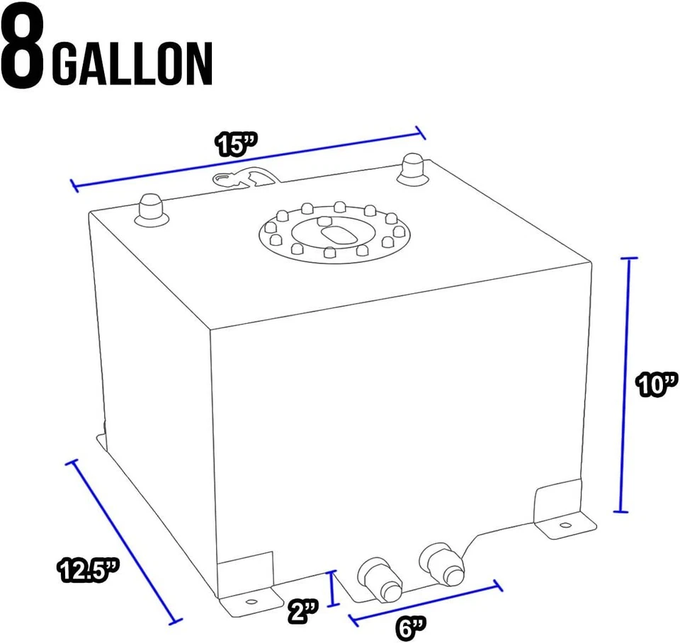 8 Gallon Universal Aluminum Racing/Drift Fuel Cell Tank + Level Sender Blue Foto 2 de 4