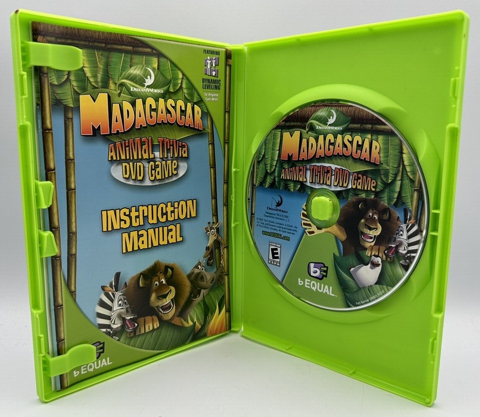 Madagascar Animal Trivia DVD Game Rated E Free Shipping With Manual