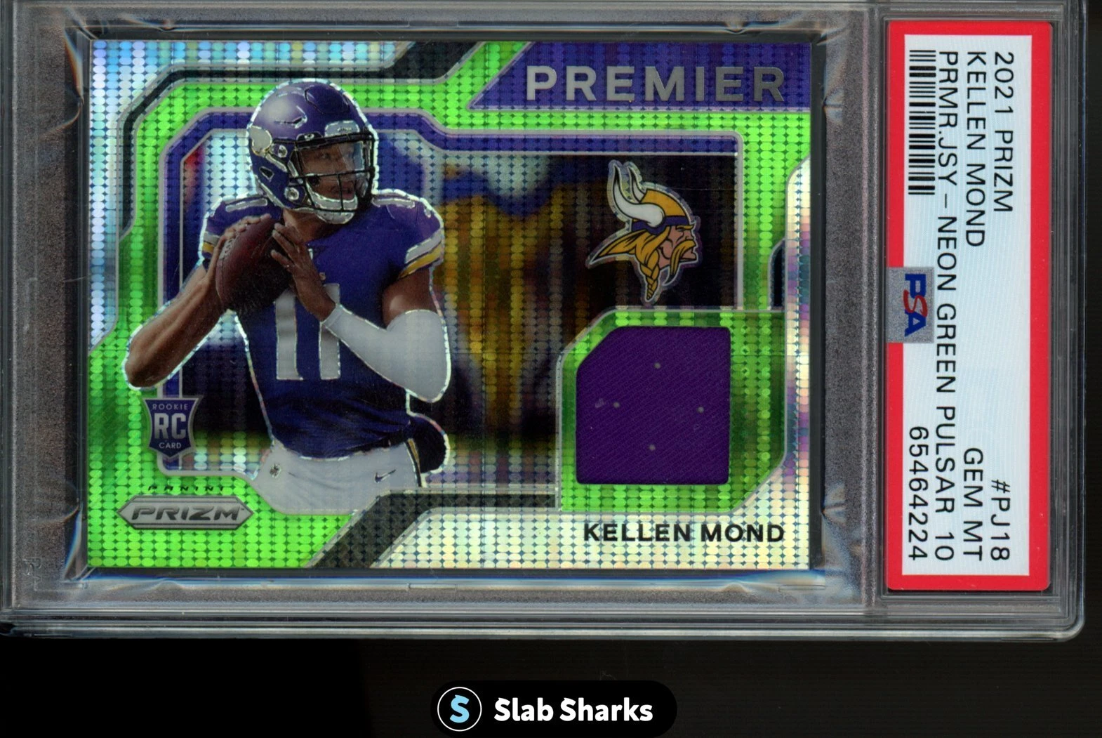 Kellen Mond Panini Prizm Premier Jersey #PJ18 Neon Green Pulsar