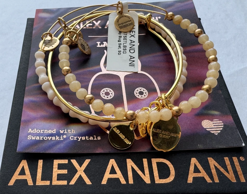 Alex and Ani 'Ladybug' A Good Sign Set of 3 Charm Bangle - Image 4 of 4