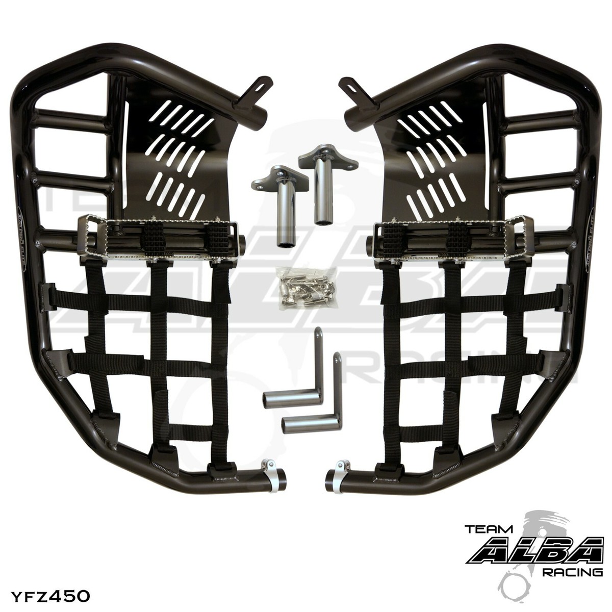 Yamaha Nerf Bars YFZ 450 Pro Peg Heel Guard Alba Racing Black 199