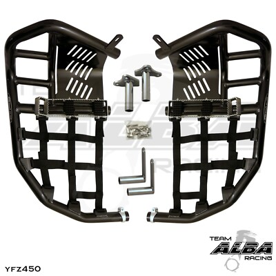 Yamaha YFZ 450 Nerf Bars  Pro Peg Heel Guard  Alba Racing  Black Black 199 T7 BB