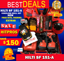 JUEGO DE TALADROS INALÁMBRICOS HILTI SF 151-A, NUEVO, BROCAS GRATIS, TERMO, EXTRAS, ENVÍO RÁPIDO