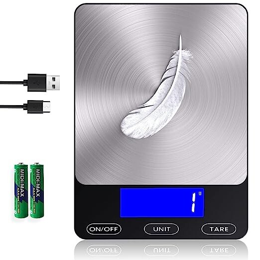 Food Scale -33lb Digital Kitchen Scale for Food Ounces Grams Rechargeable 304 St-image