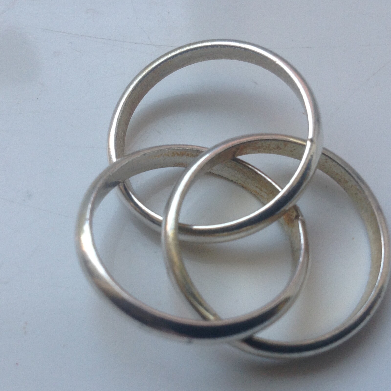 RUSSIAN WEDDING RINGS SOLID SILVER.“TRIO INTERLOCKING ““,SOLID SILVER SIZE O ,,,
