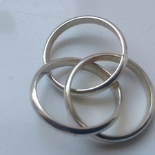 RUSSIAN WEDDING RINGS SOLID SILVER.“TRIO INTERLOCKING ““,SOLID SILVER SIZE O ,,,