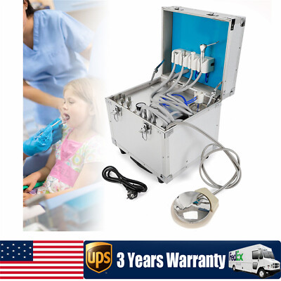 Portable Dental Delivery Unit: Rolling Box with 4 Holes  Air Compressor Suction